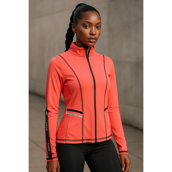 Body Instinct Activewear Jacket Running Track Zip Up Athletic‎ Coral L - Picture 1 of 6